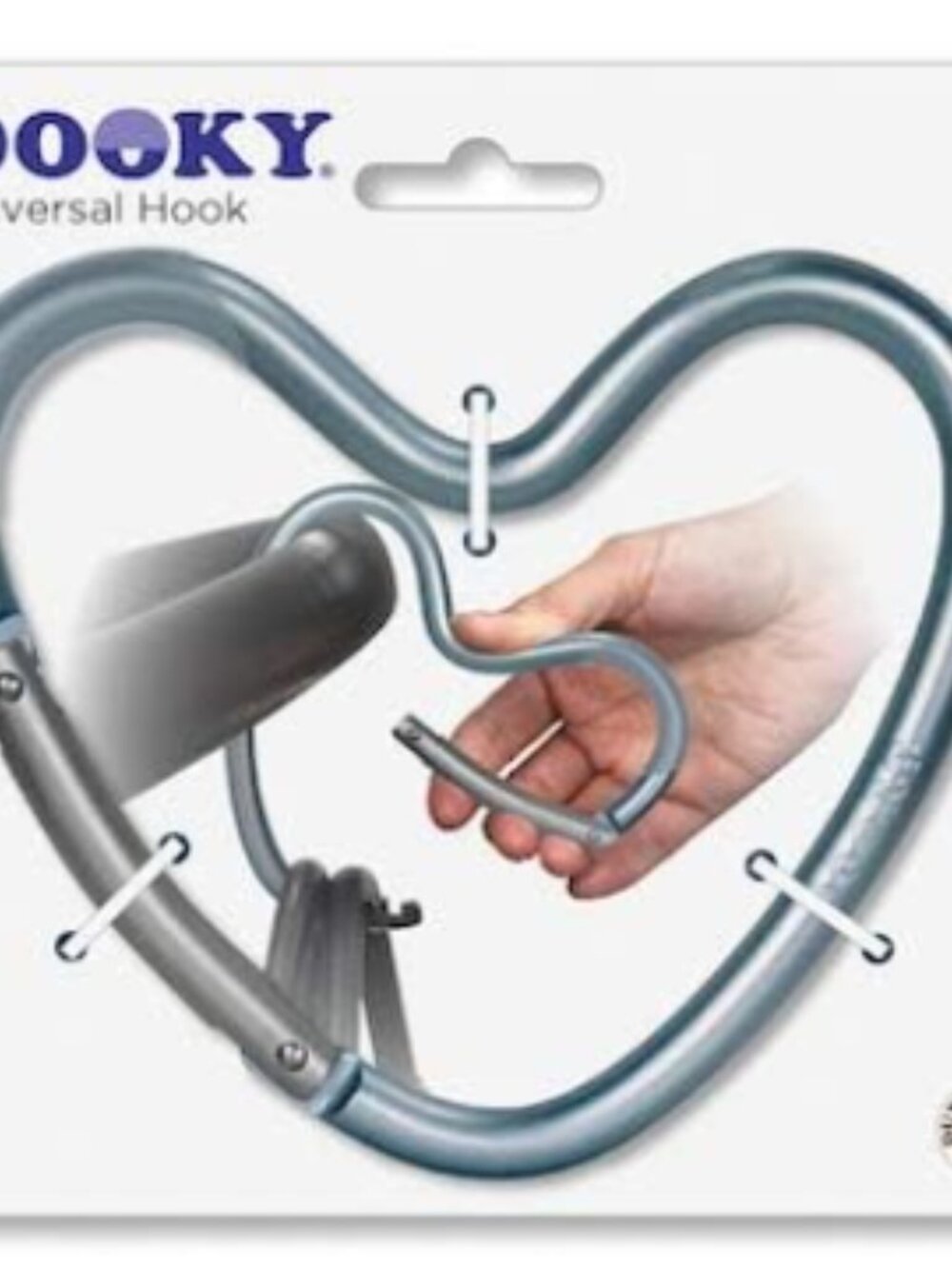 MSRP $22 – Dooky Heart Universal Hook – Silver/Blue
